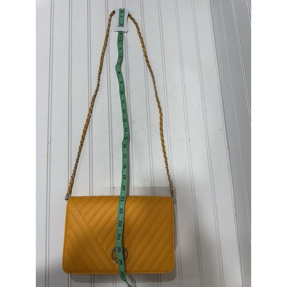 Studio Badgley Mischka Crossbody With Round Logo Vegan Leather Yellow - Picture 3 of 6